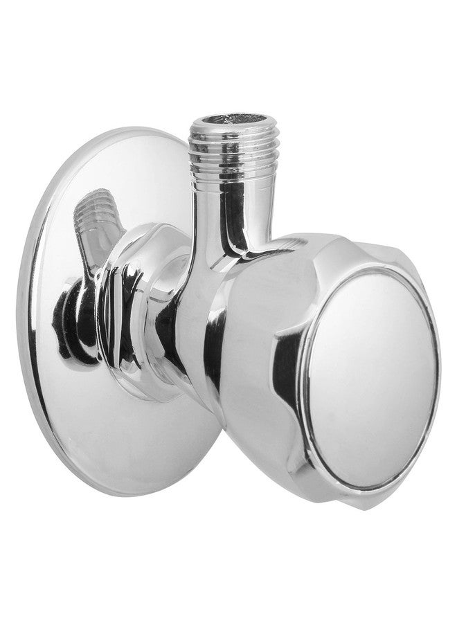 Kamal Full Brass Angle Cock with Wall Flange - Crystal (CRL-3013) | Wall Mounting | Chrome Finish | Elegant Finish, Anti-Corrosive - Silver (Pack of 1)
